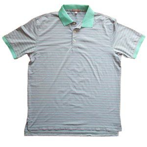 Men's Peter Millar Summer Comfort Polo Size Large Gray Green Stripe